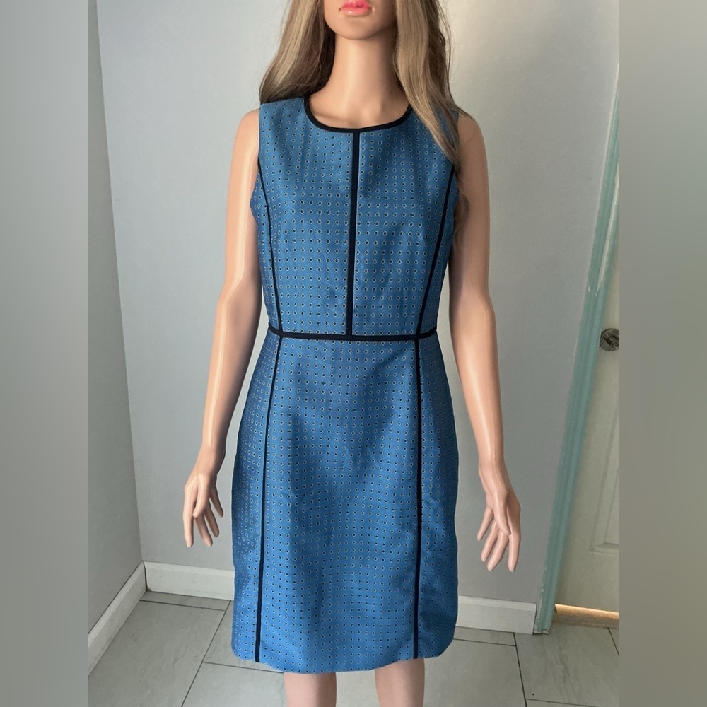 J. Crew Blue Mini Dress with Black Trim - Picture 4 of 14